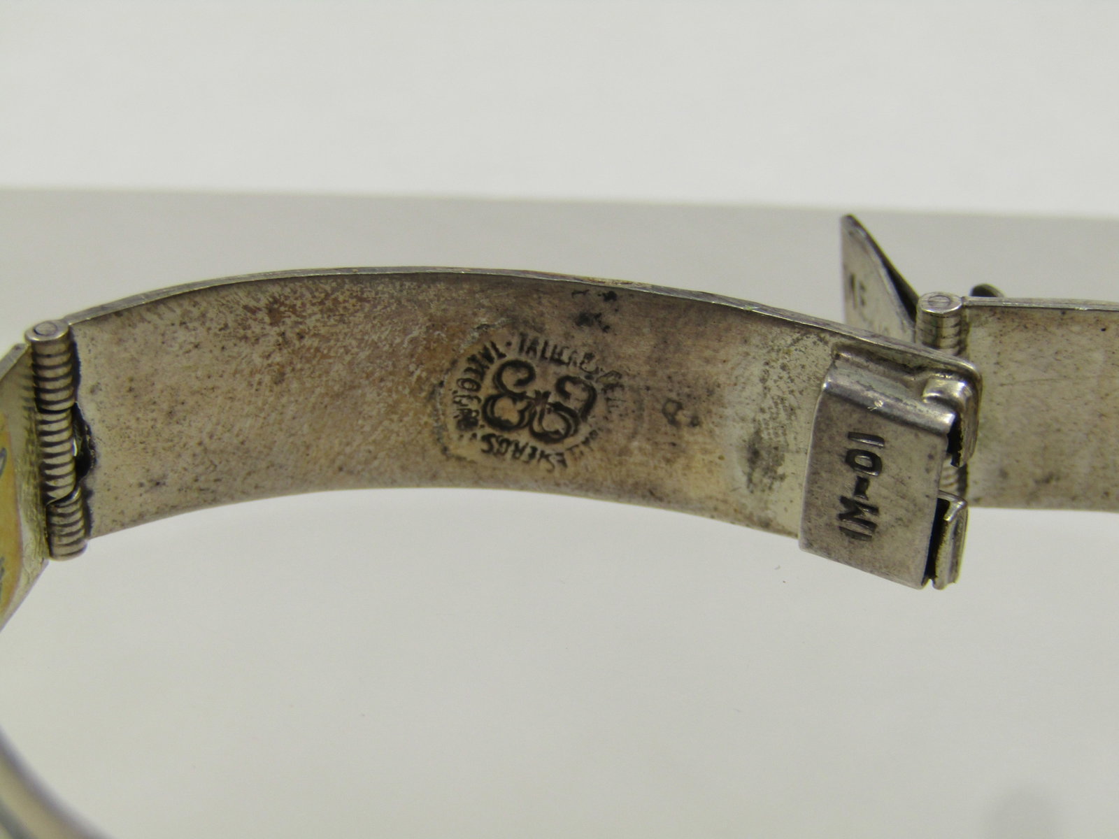 Vintage Sterling Inlaid Abalone Panel Bracelet, Mexico, Taxco, Signed, 1960's-1970's - 5