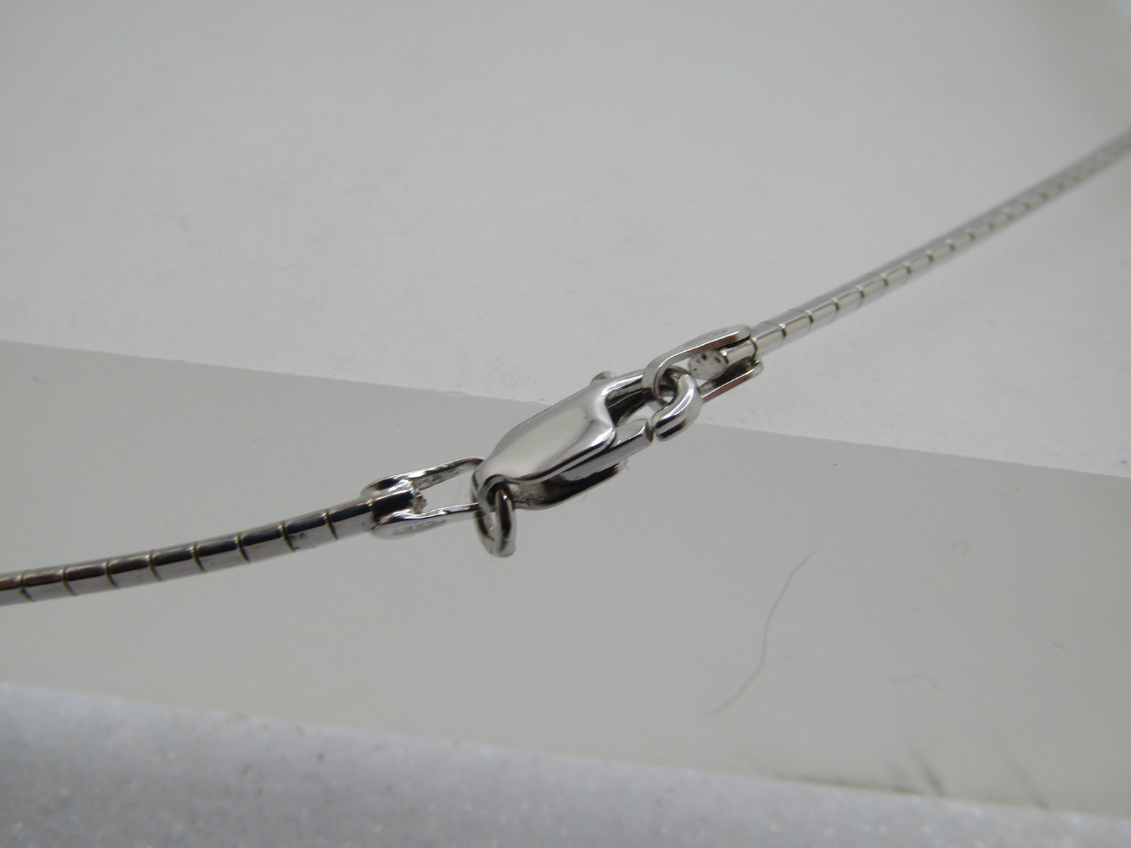 Vintage Sterling Omega Necklace with Clear Rhinestone Slide, 18", 1980's-1990's - 7