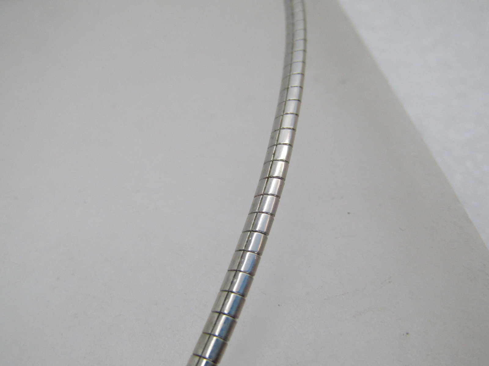 Vintage Sterling Omega Necklace with Clear Rhinestone Slide, 18", 1980's-1990's - 8