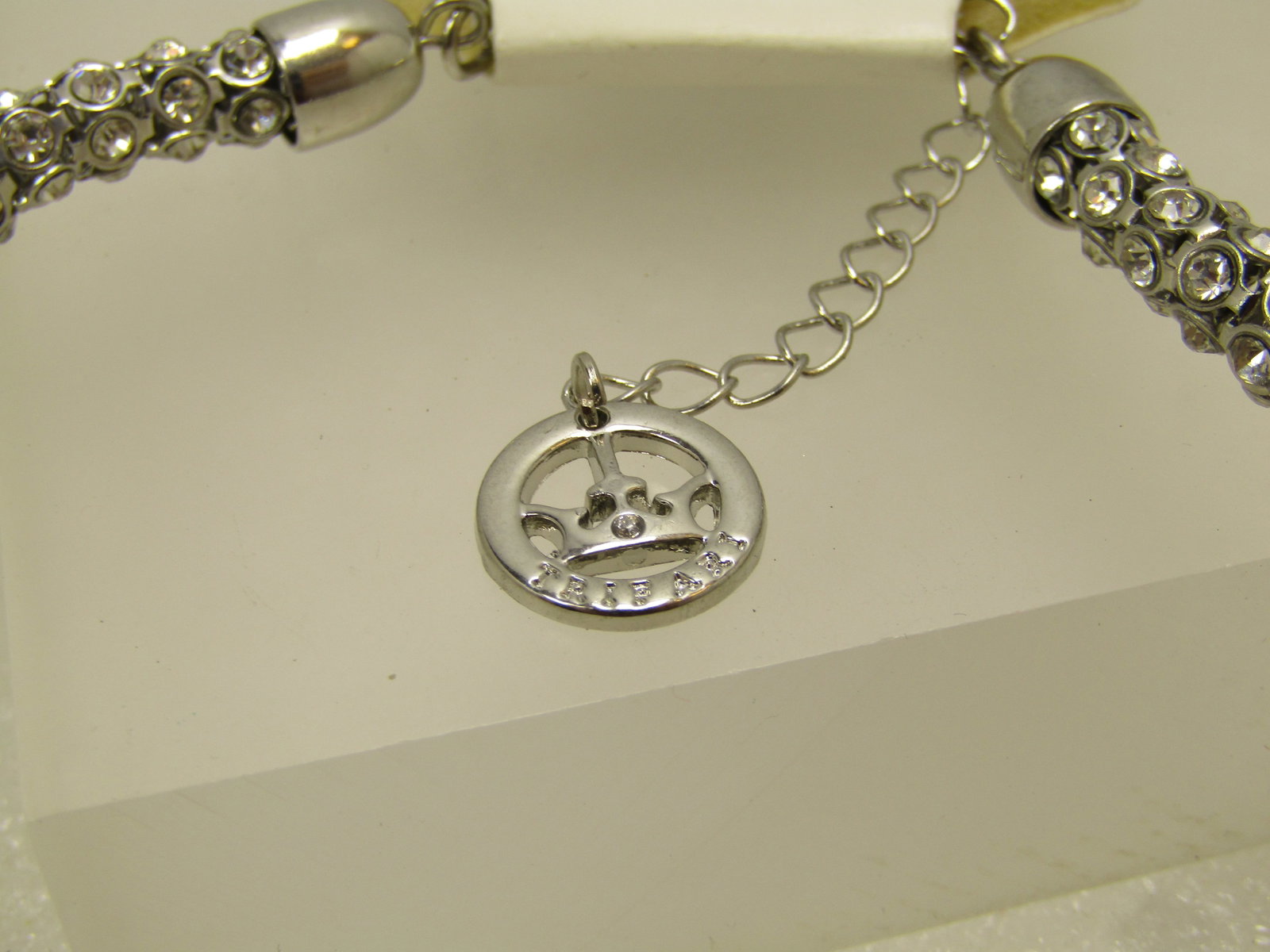 Vintage Crown Trifari Rhinestone Rondelle Necklace 16"-18" Original Tag - 4