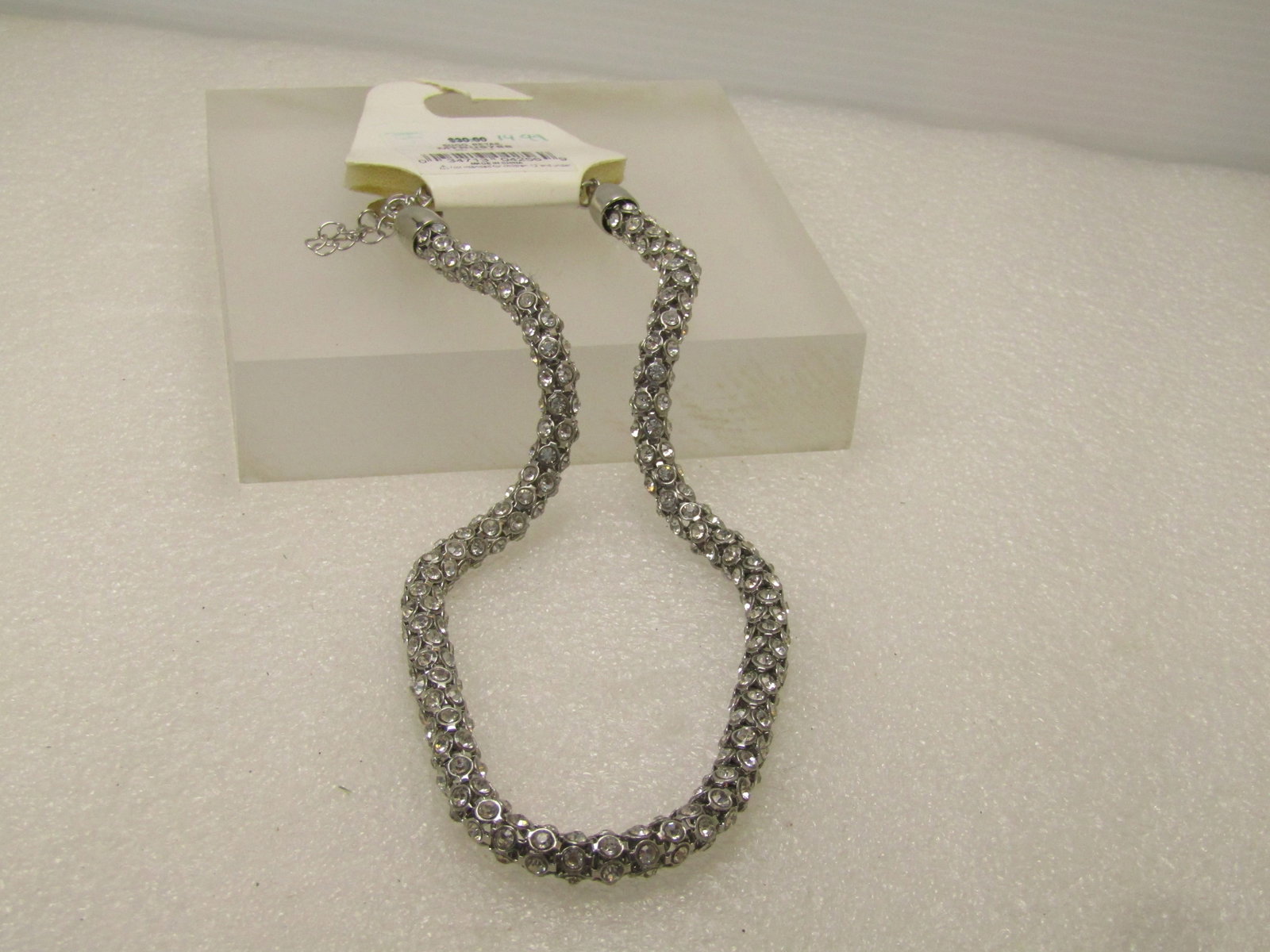 Vintage Crown Trifari Rhinestone Rondelle Necklace 16"-18" Original Tag - 6