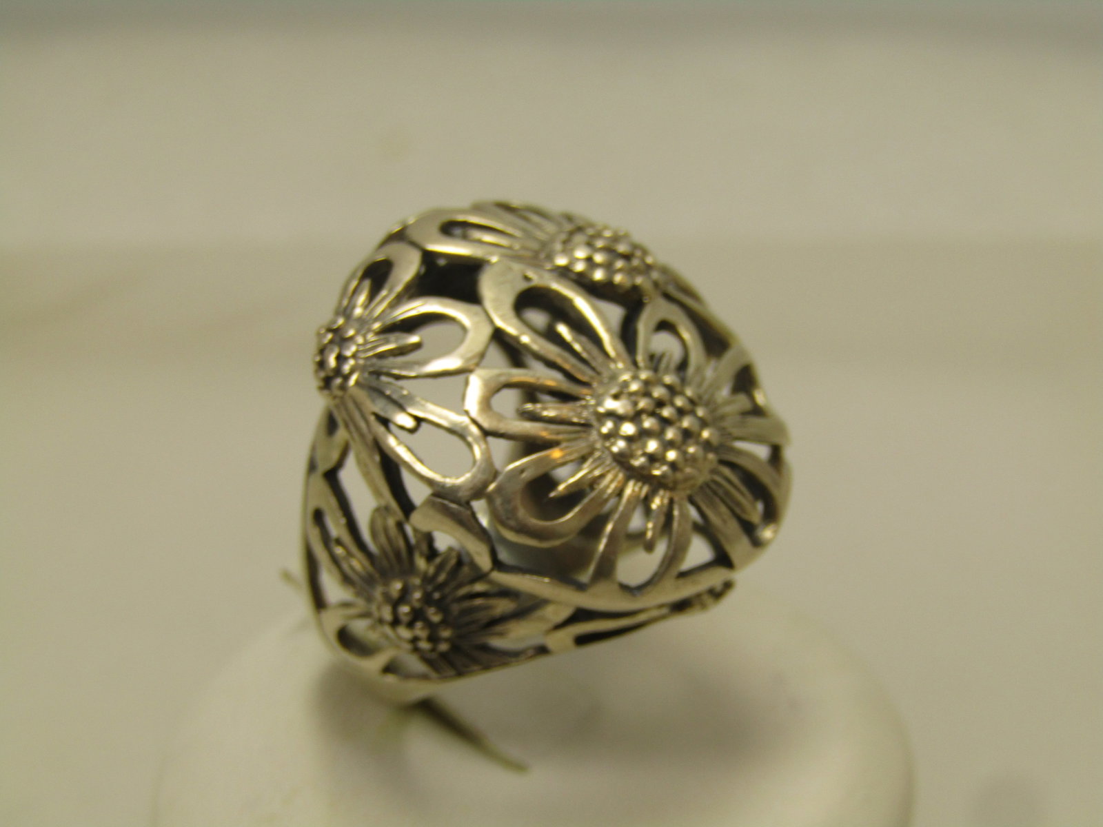 Vintage Sterling Silver Wide Floral Ring, Sz. 6, 1980's-1990's - 2