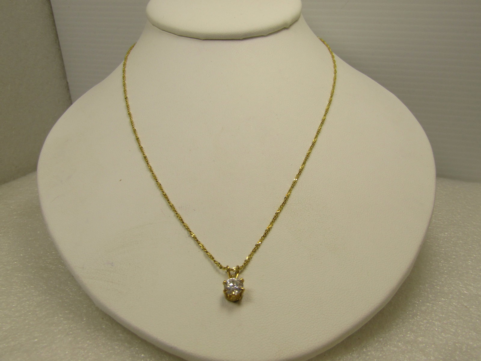Vintage Danecraft Sterling Vermeil Crystal Necklace, 18", 1980's: Vintage Danecraft Sterling Vermeil Crystal Necklace, 18", 1980's. The necklace is a twisted herringbone link that is appx. 1mm thick with a spring-ring clasp where it is signed Danecraft, Italy and