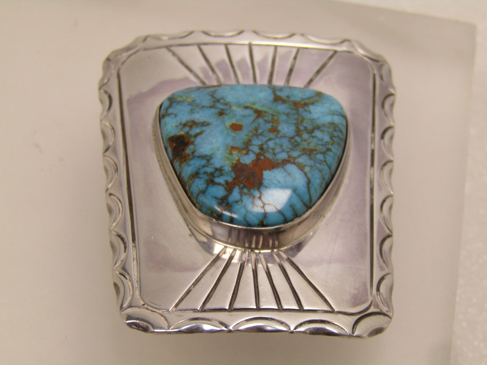 Vintage Sterling Navajo/Southwestern Turquoise Bolo Slide/Pendant, 1960's-1970's - 2