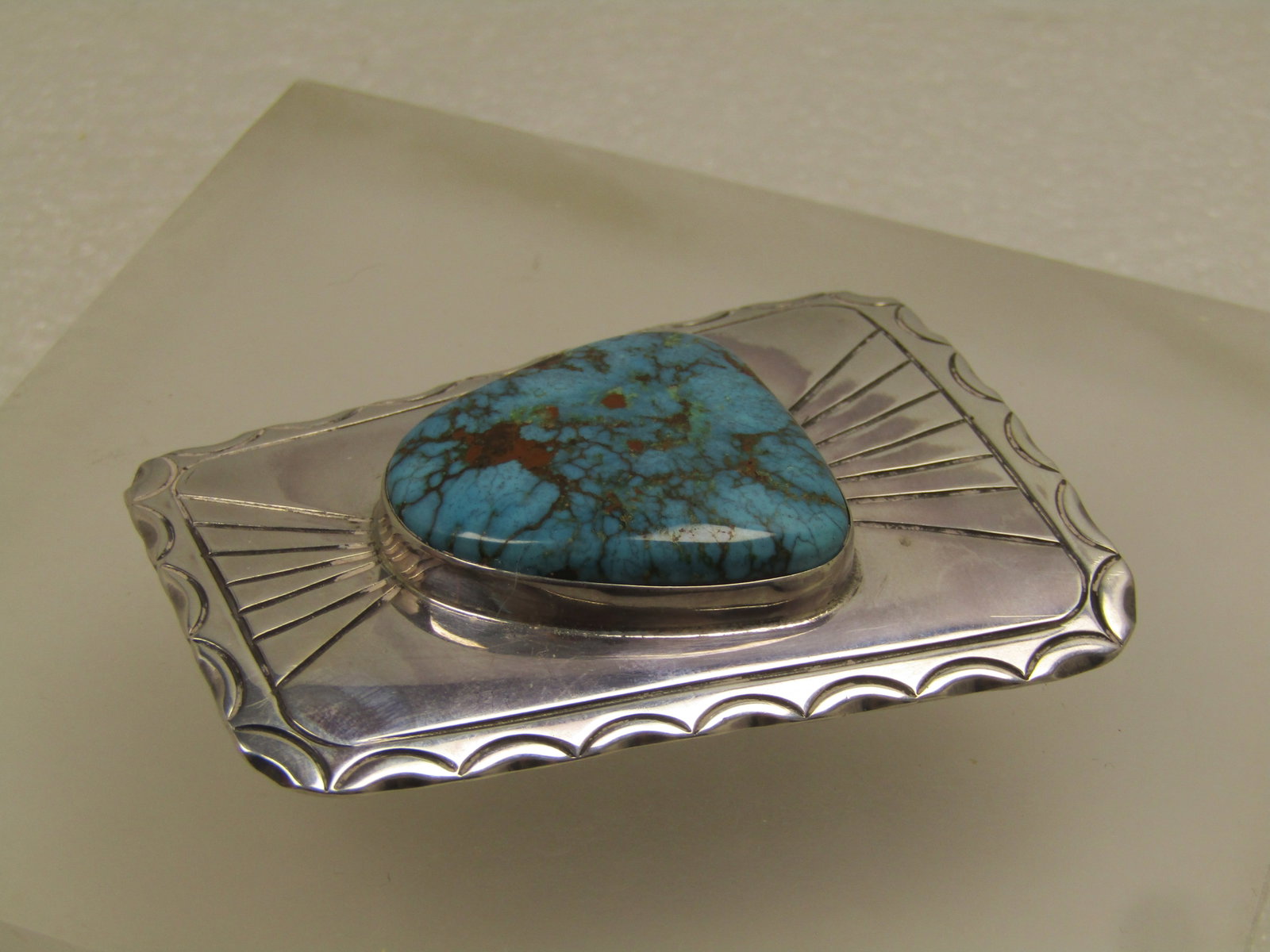 Vintage Sterling Navajo/Southwestern Turquoise Bolo Slide/Pendant, 1960's-1970's - 5