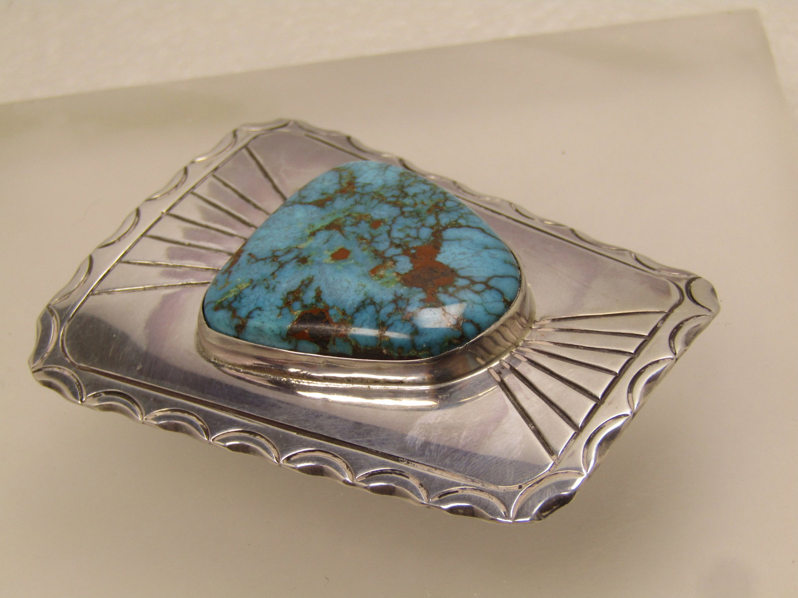 Vintage Sterling Navajo/Southwestern Turquoise Bolo Slide/Pendant, 1960's-1970's - 6