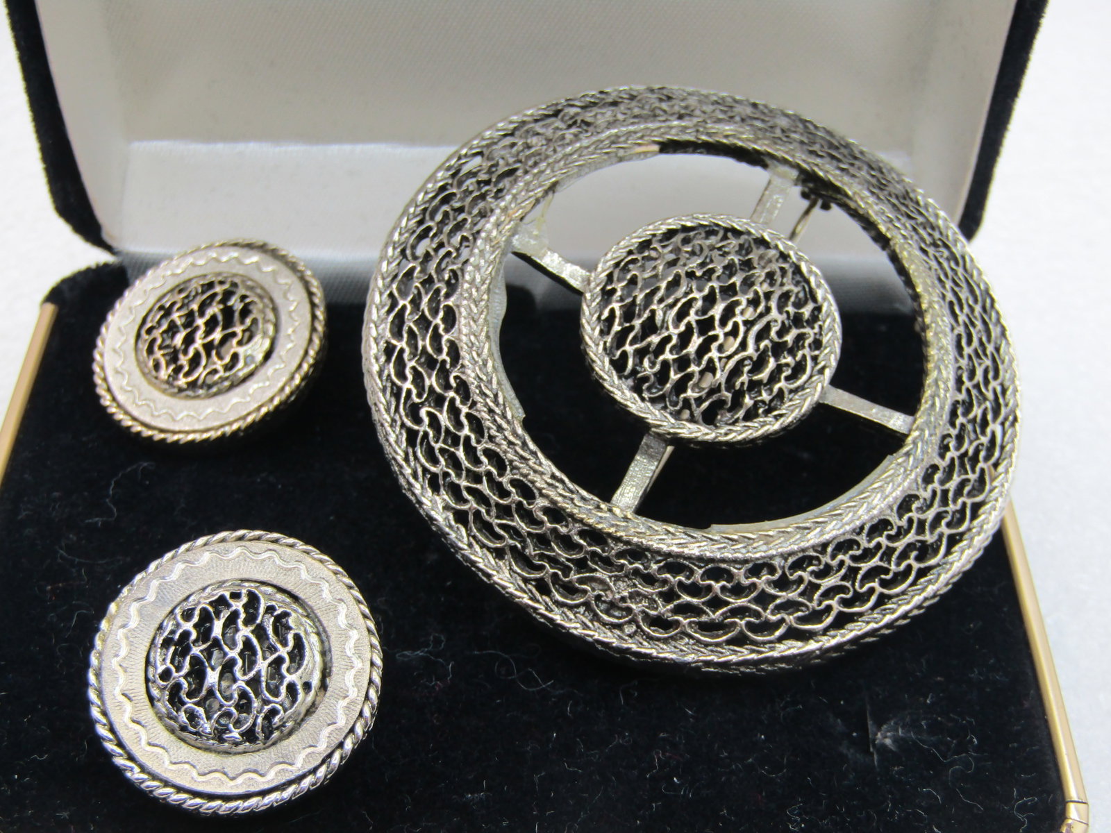 Vintage Marvella Brooch and Clip Earrings Set, in original box - 2