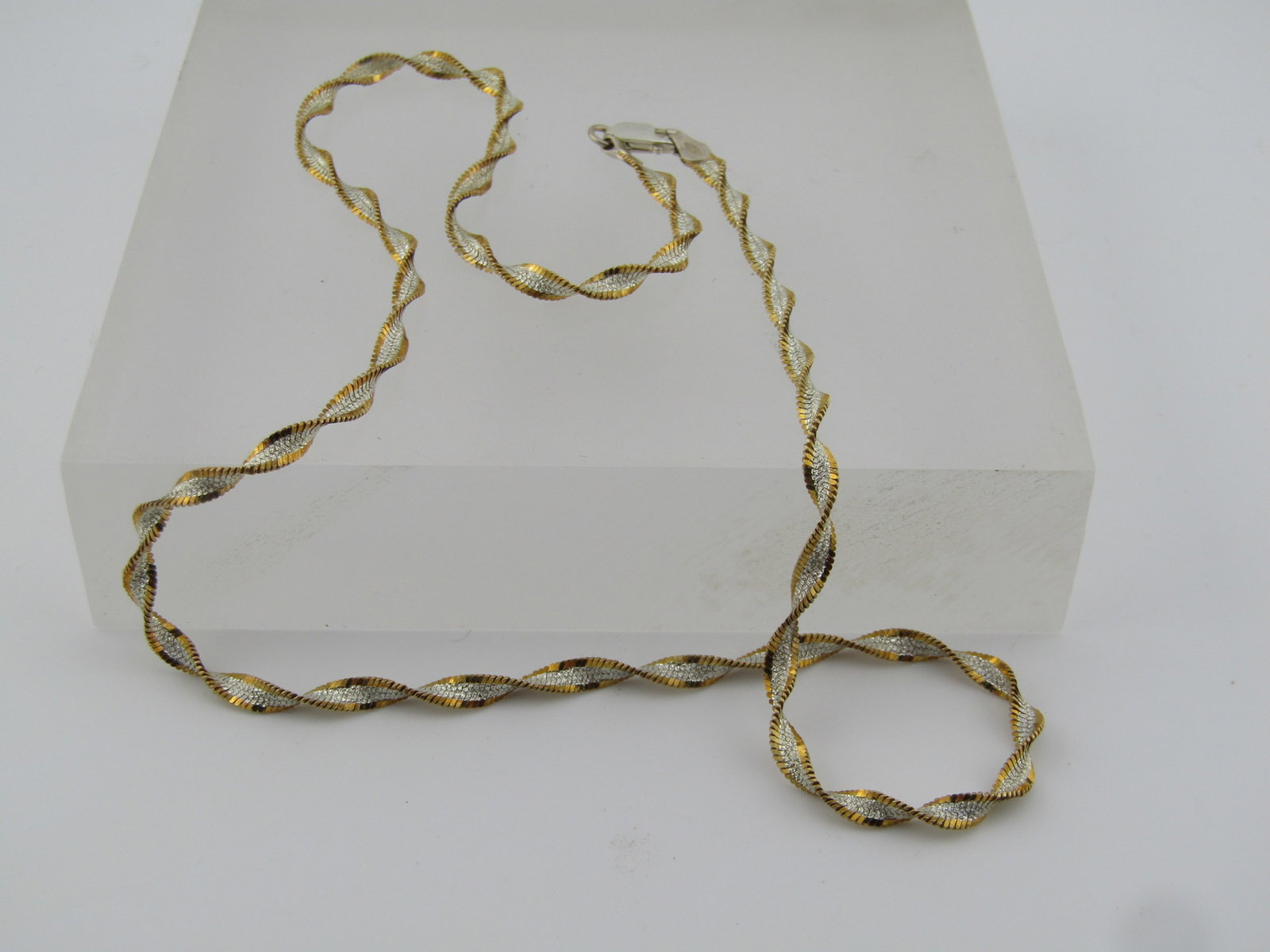 Vintage Sterling Twisted Necklace, Two-Tone, 18", 1980's, Signed - 5
