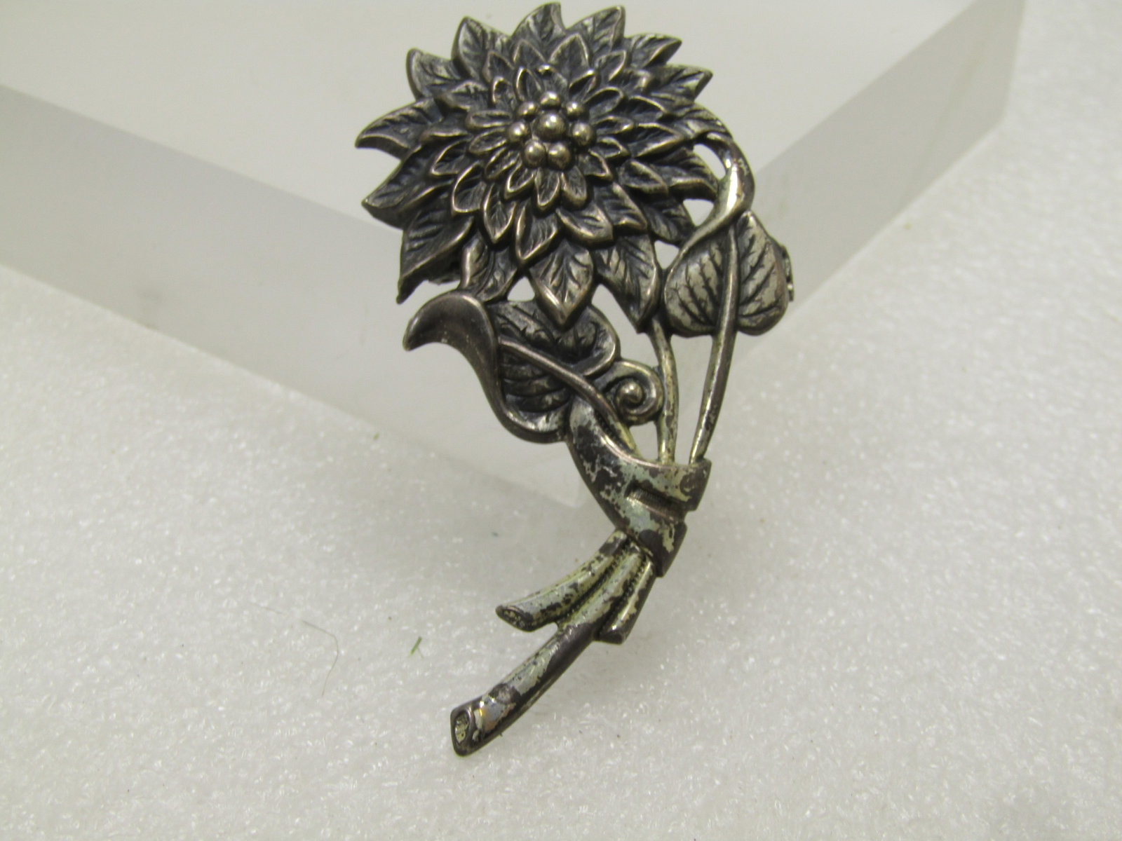 Vintage Sterling Floral Stem Brooch, 1940's - 2