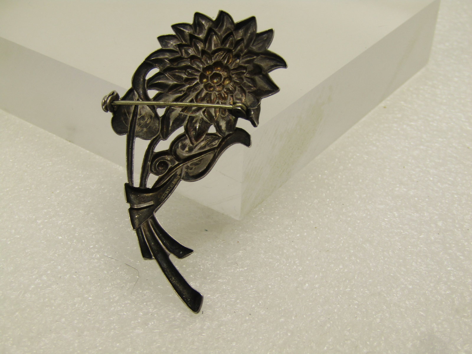 Vintage Sterling Floral Stem Brooch, 1940's - 4