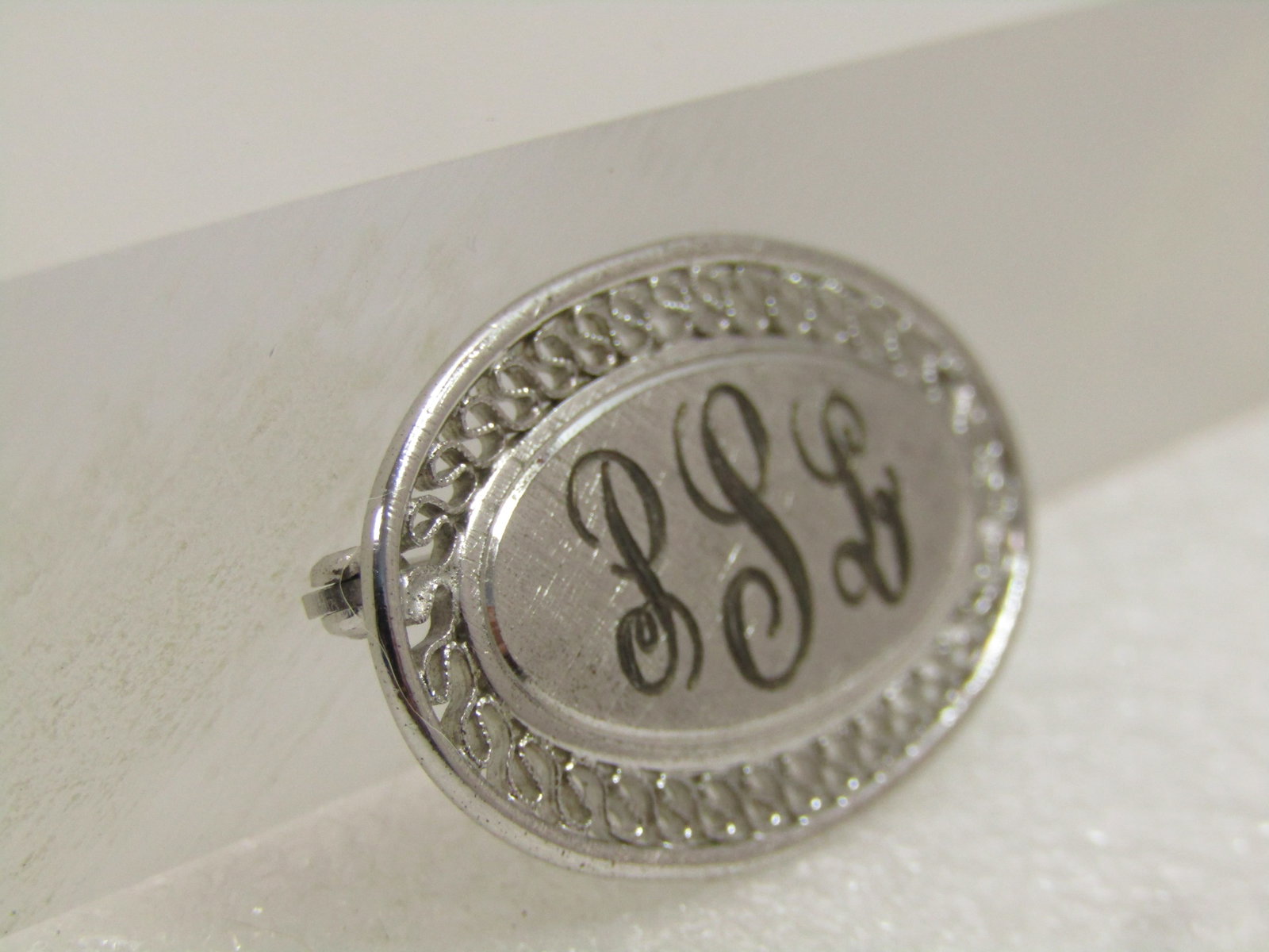 Vintage Sterling Monogrammed Brooch, P S L, Signed BAB, 1940's-1950's - 3