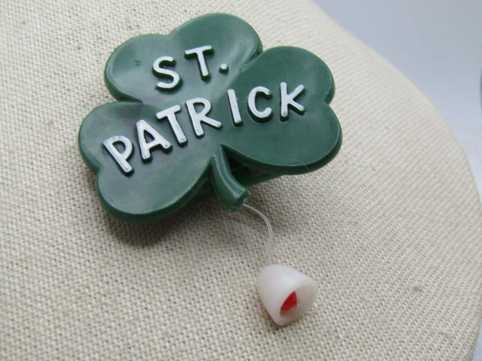 Vintage St. Patrick Clover Brooch, Pop Up Leprechaun, 1960's - 2