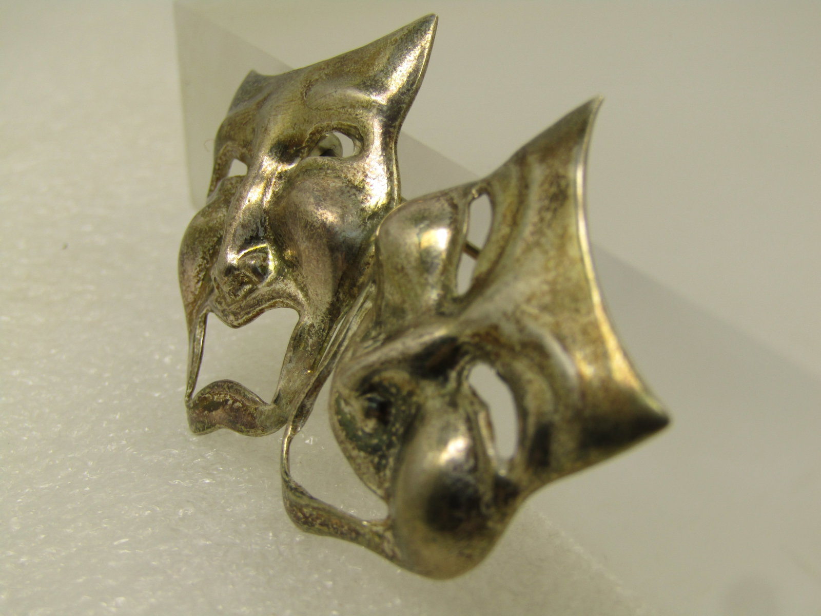 Vintage Sterling Comedy Tragedy Mask Brooch, 1960's-1970's - 2