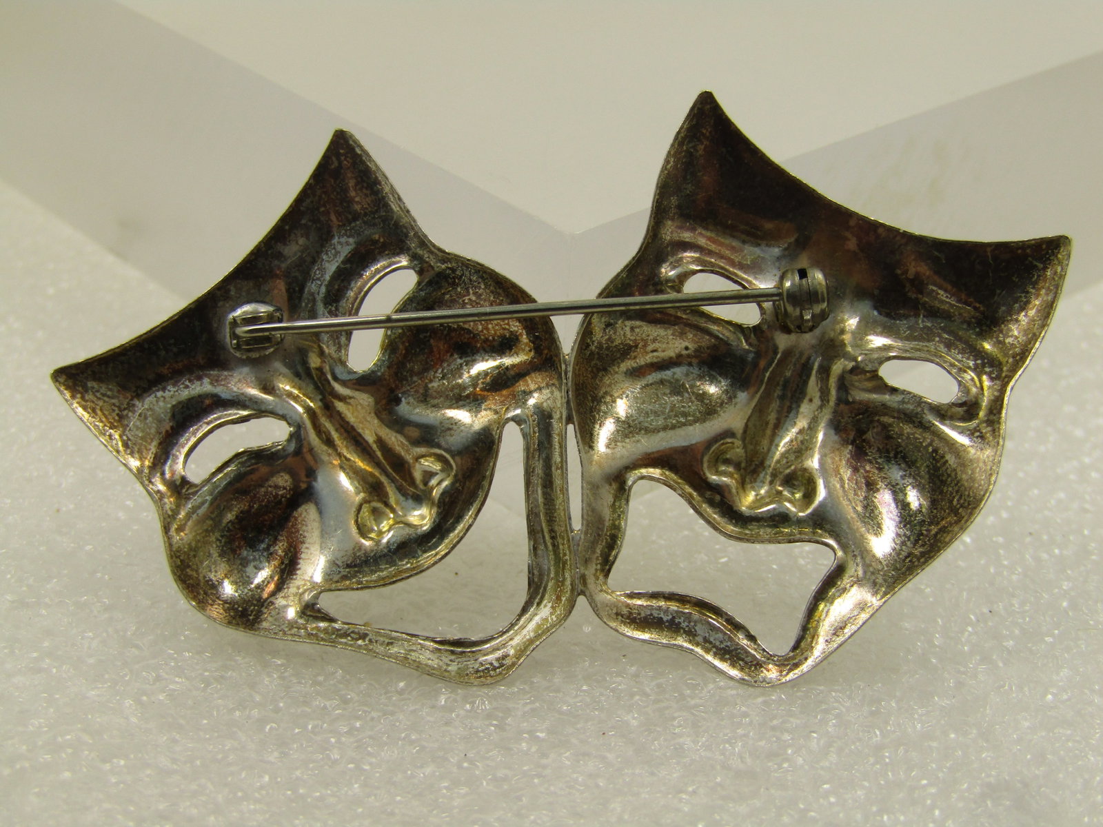 Vintage Sterling Comedy Tragedy Mask Brooch, 1960's-1970's - 4