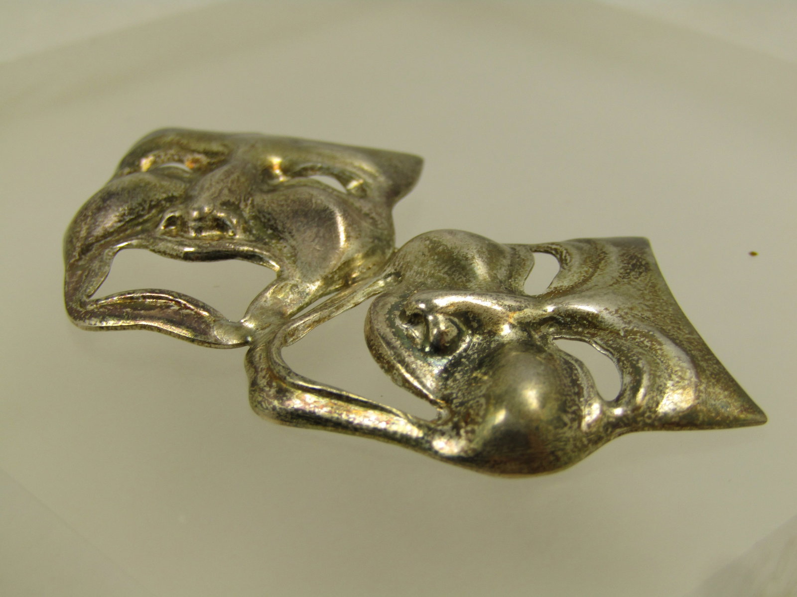 Vintage Sterling Comedy Tragedy Mask Brooch, 1960's-1970's - 5