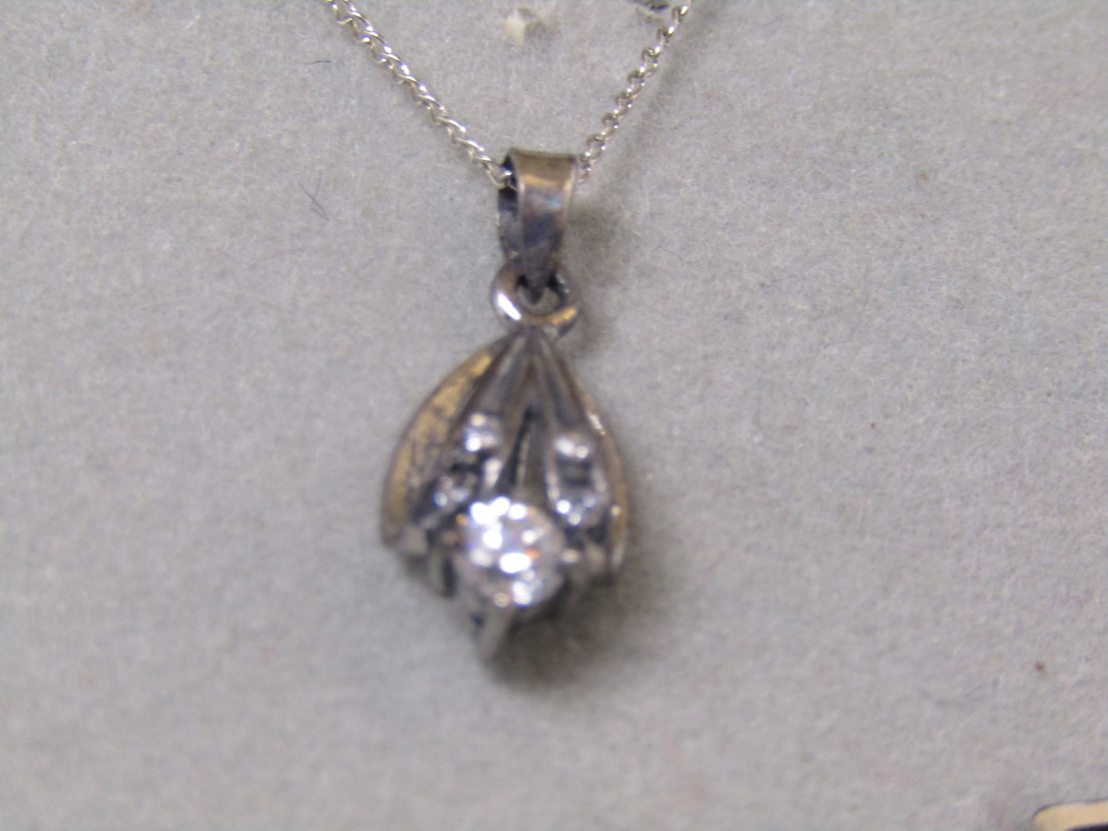 Vintage Sterling CZ Necklace, 18", Chante, Original Box, 1960's-1970's - 5