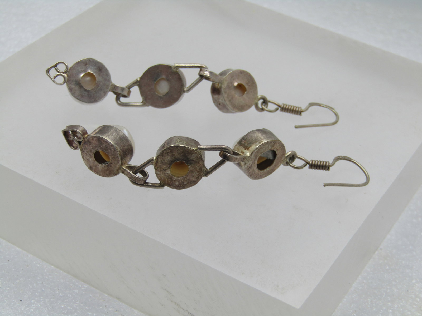Vintage Triple Drop Freshwater Pearl Earrings, Pierced, 1980's-1990's - 7