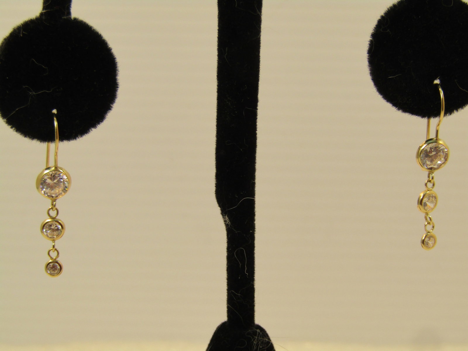 14kt Dangle Crystal/CZ Earrings, Pierced, 1990's - 3