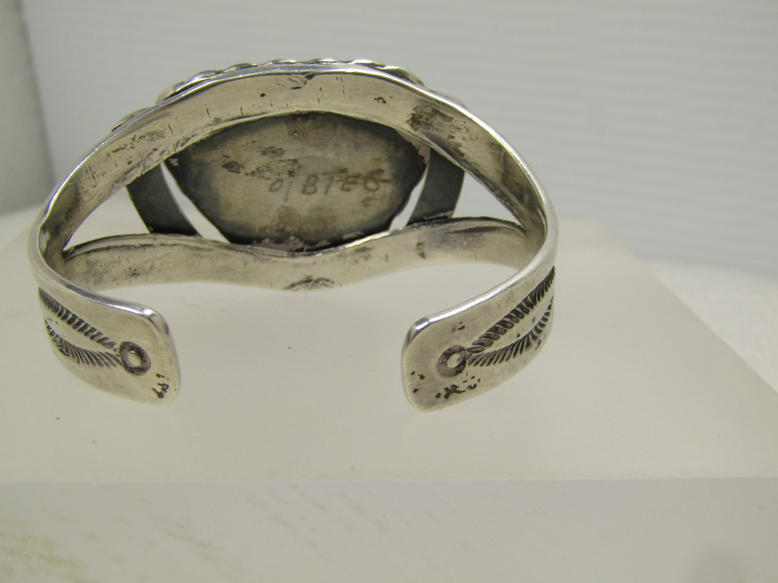 Vintage Sterling Turquoise Navajo/Southwestern Cuff Bracelet, 6", 1960's-1980's - 6