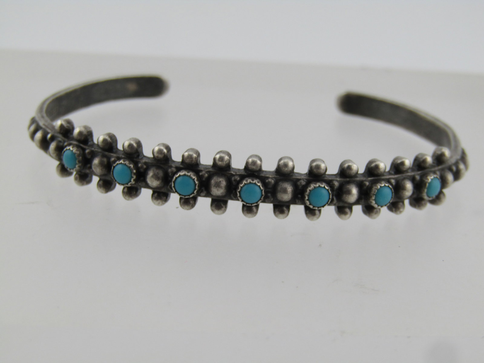 Vintage Sterling Southwestern Turquoise Cuff Bracelet, 6.5", 1960's-1970's - 2