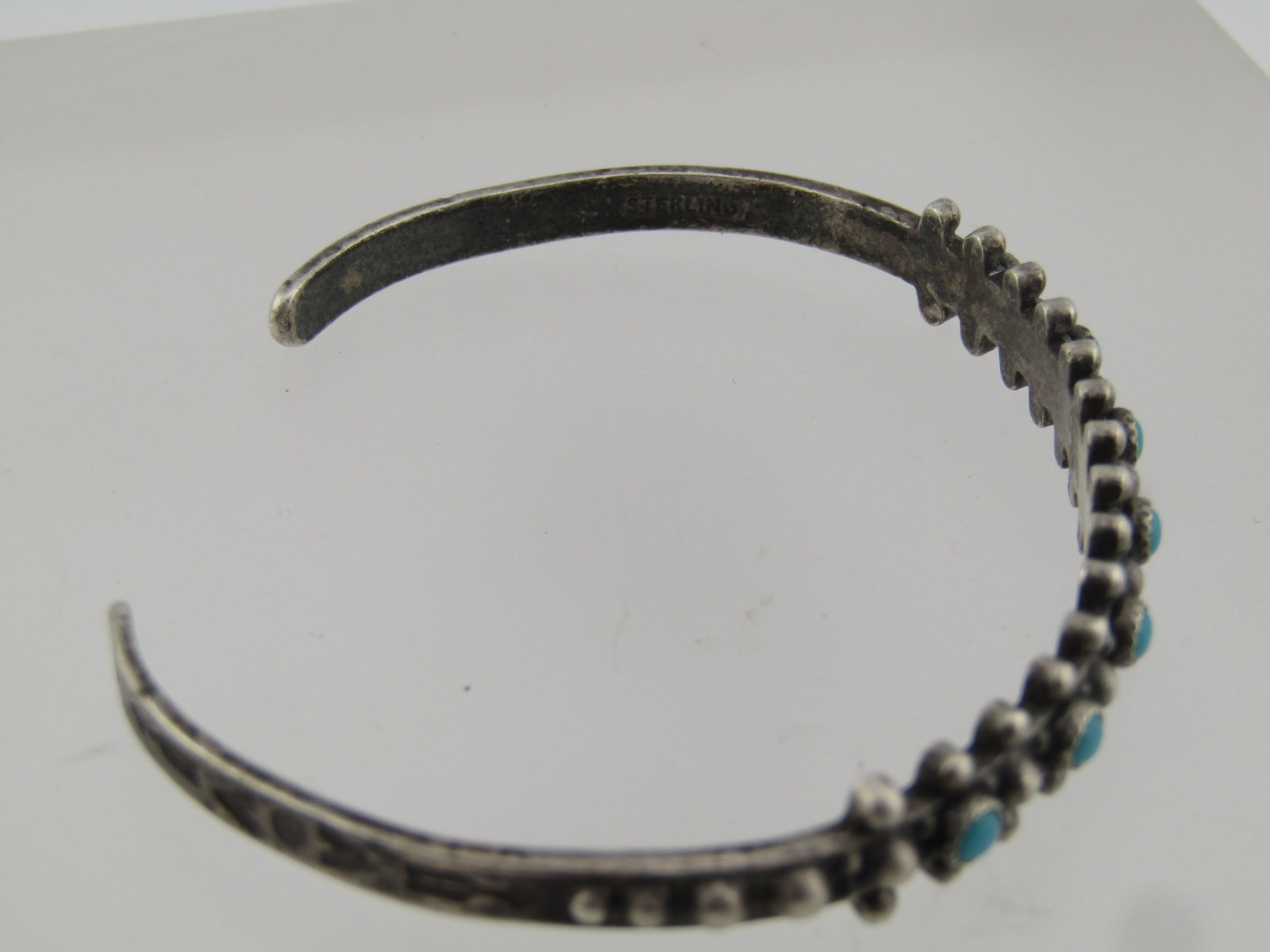 Vintage Sterling Southwestern Turquoise Cuff Bracelet, 6.5", 1960's-1970's - 5