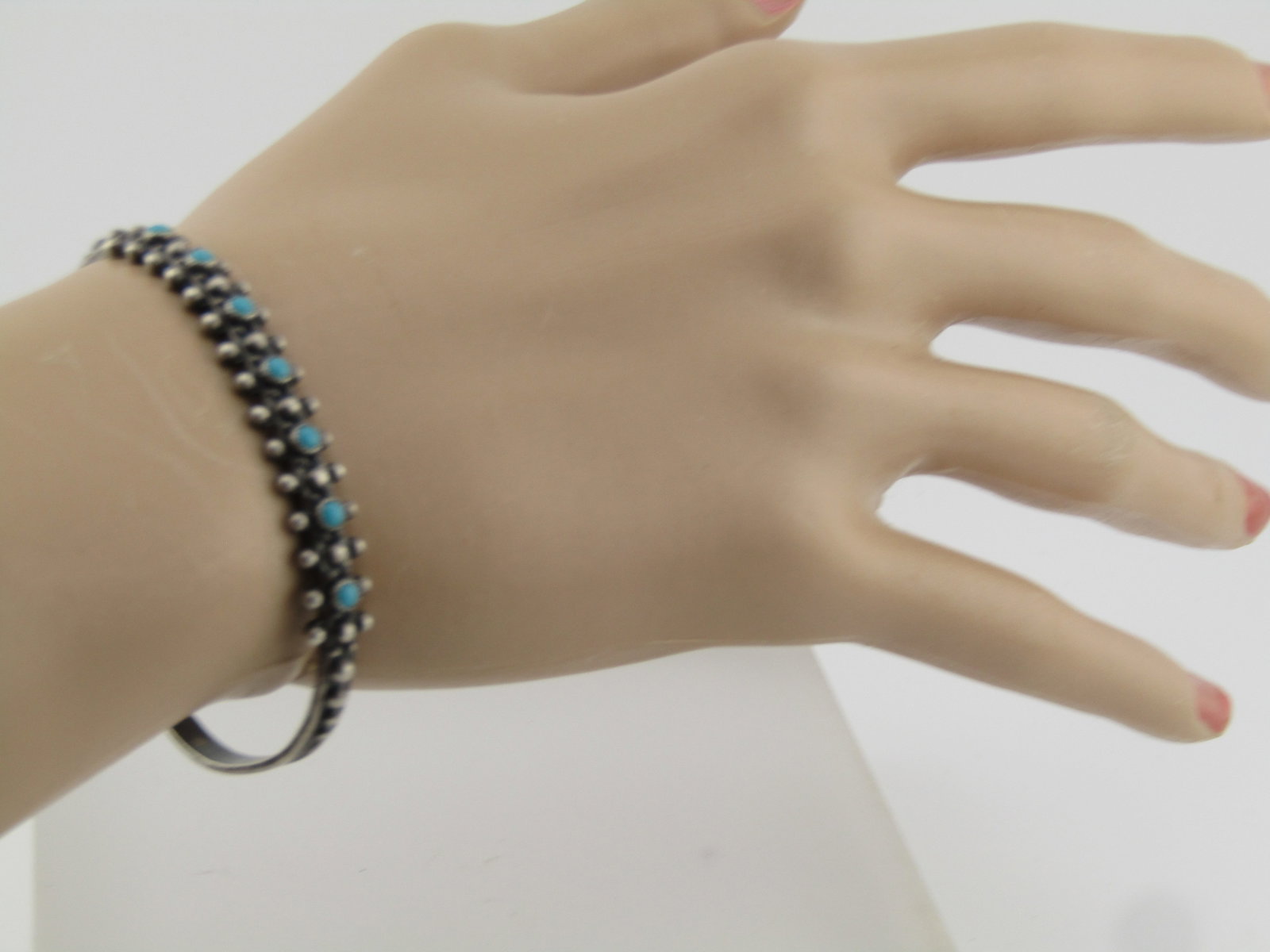 Vintage Sterling Southwestern Turquoise Cuff Bracelet, 6.5", 1960's-1970's - 6