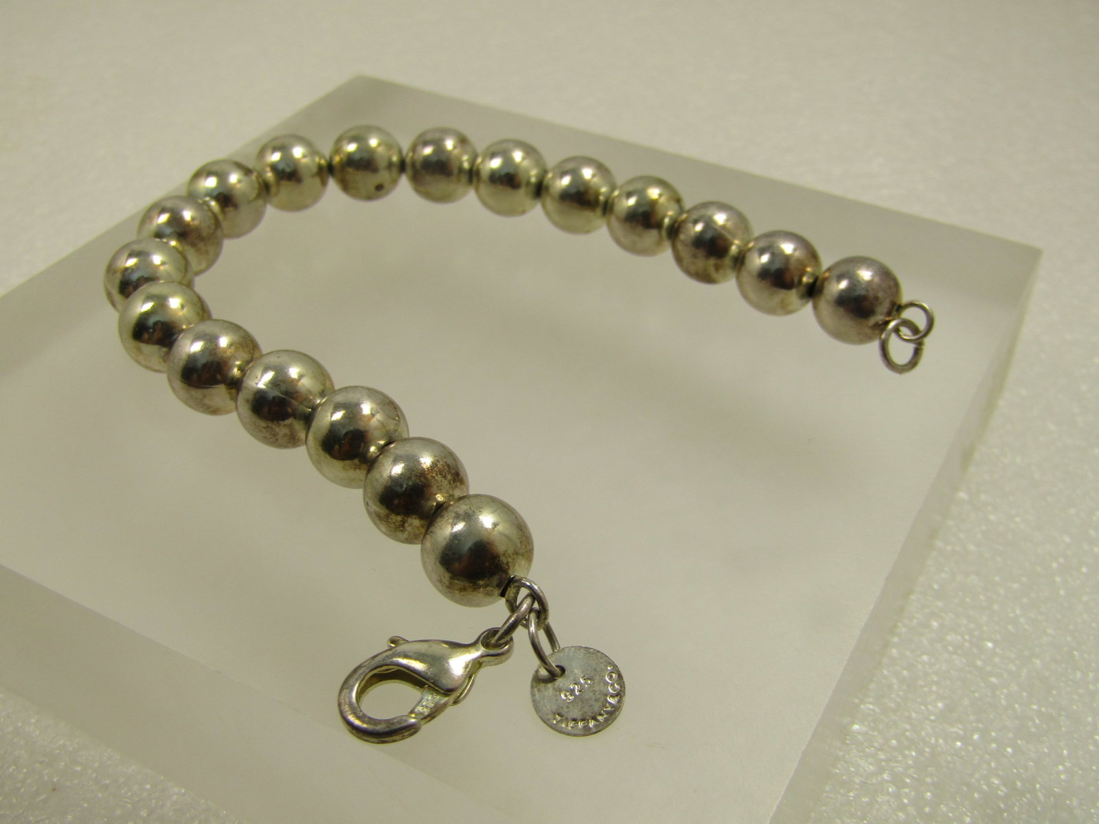Vintage Silver Plated 9.5mm Beaded Bracelet, 8", 1990's - 3