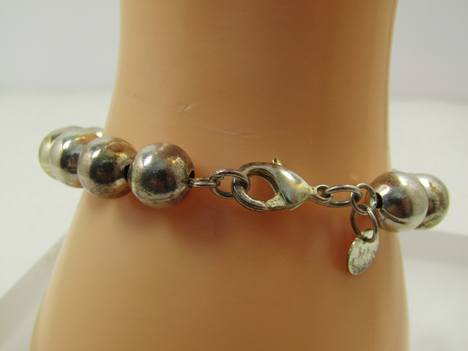 Vintage Silver Plated 9.5mm Beaded Bracelet, 8", 1990's - 5