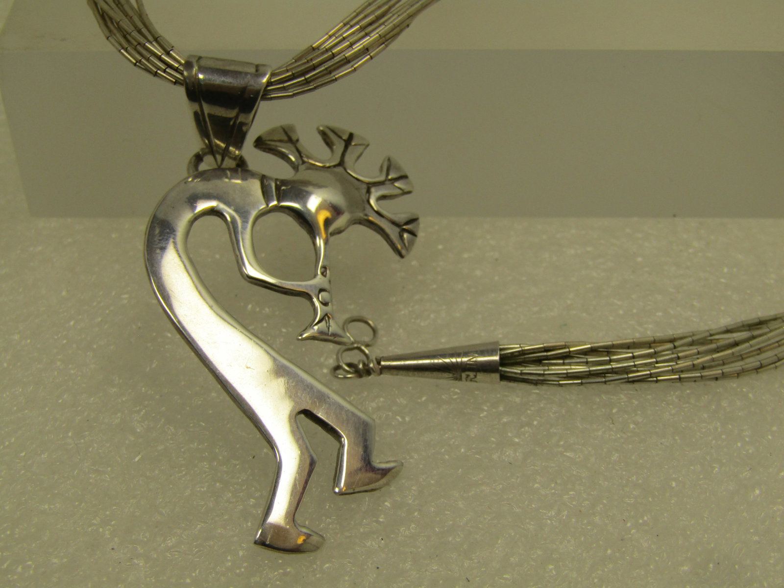 Vintage Sterling Navajo Kokopeli Ten Strand Necklace, 18", Signed GS, 1980's-1990's - 5