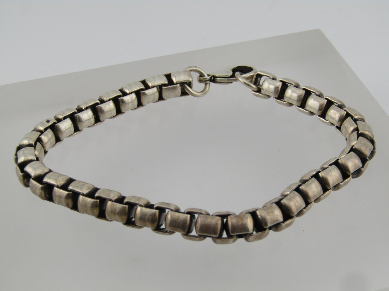 Vintage Sterling 7mm Box Chain Bracelet, 9", 1980's-1990's (1 of 6)
