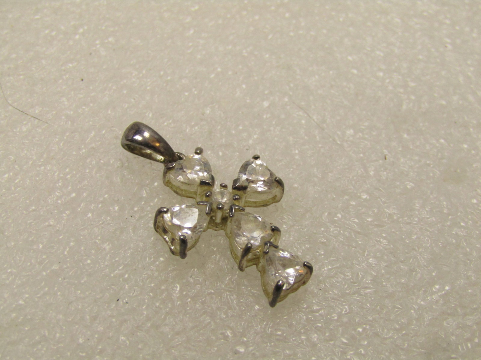Vintage Sterling CZ Heart Cross Pendant, 1980's-1990's - 5