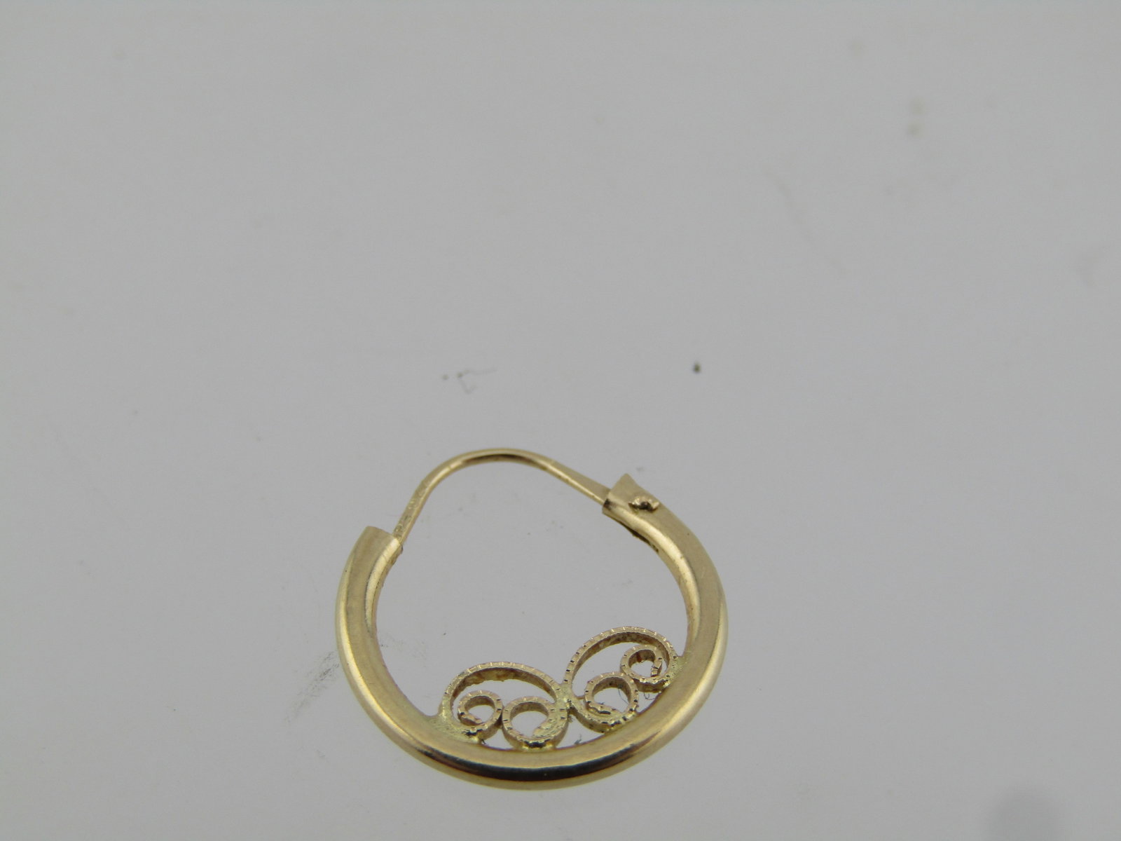 Vintage 14kt Scrolled Hoop Single Earring, 1960's-1970's - 2