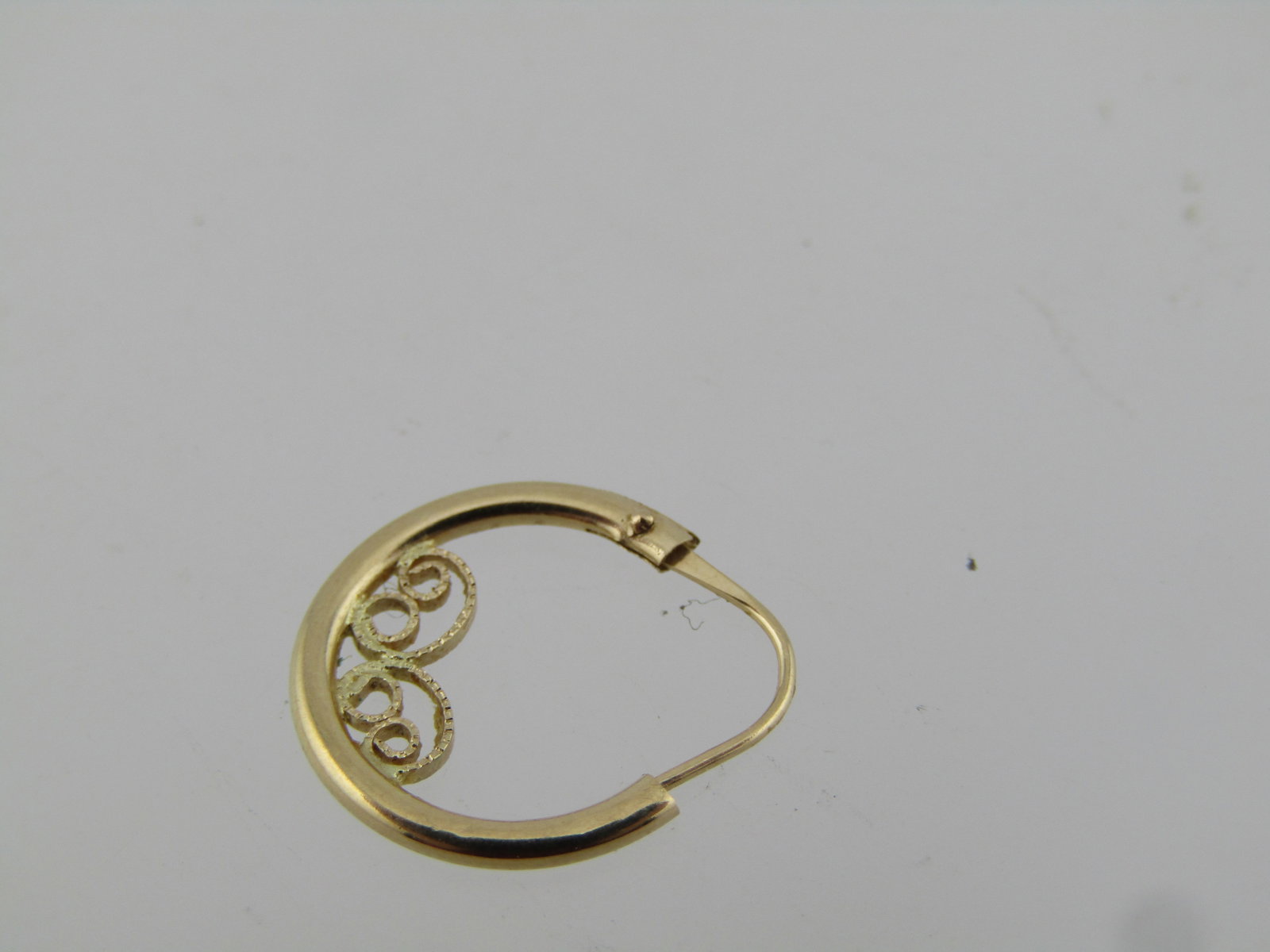 Vintage 14kt Scrolled Hoop Single Earring, 1960's-1970's - 4