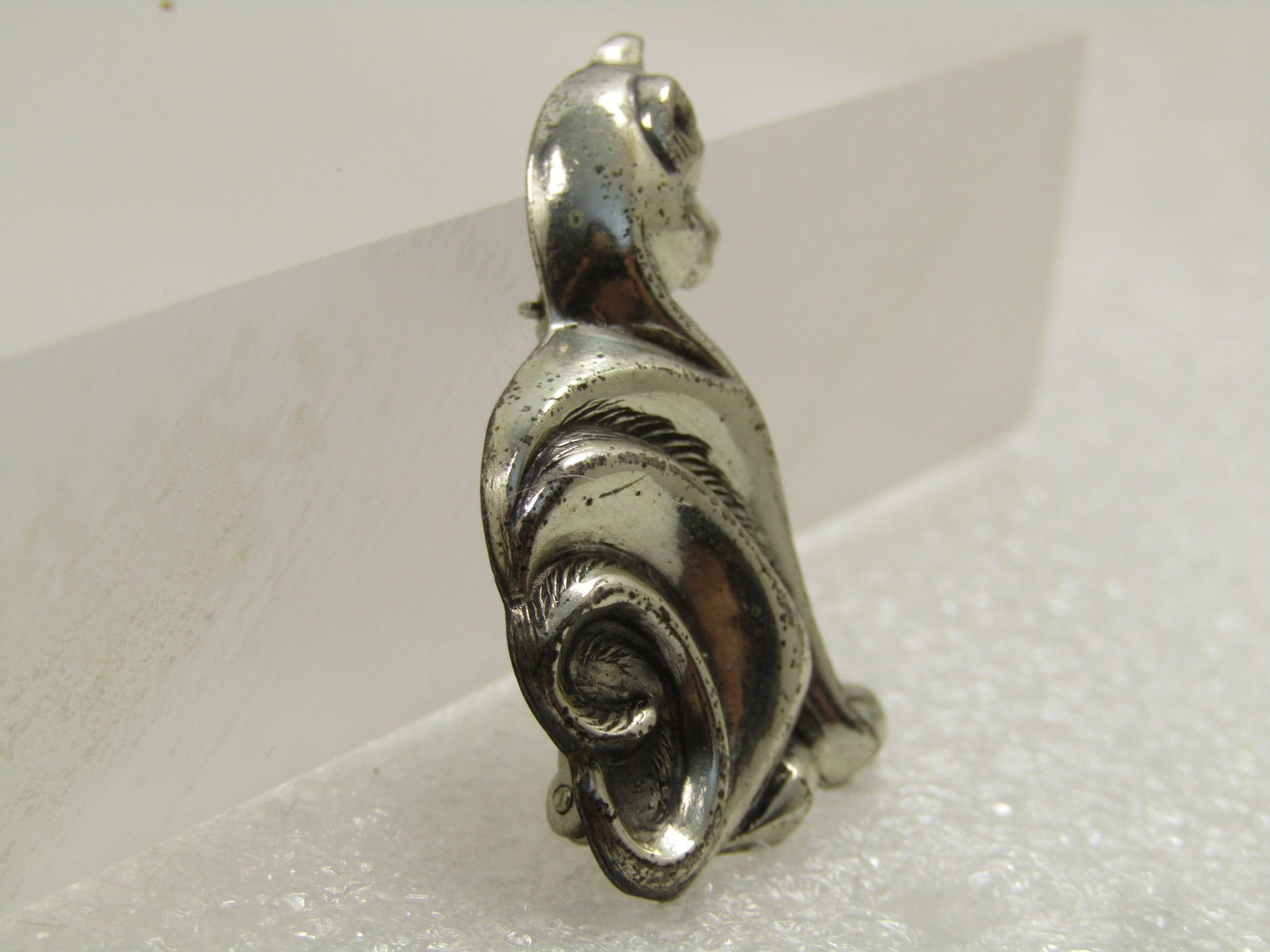 Vintage Sterling Sitting Cat Brooch, Signed Beau Sterling. 1960's-1980's - 3
