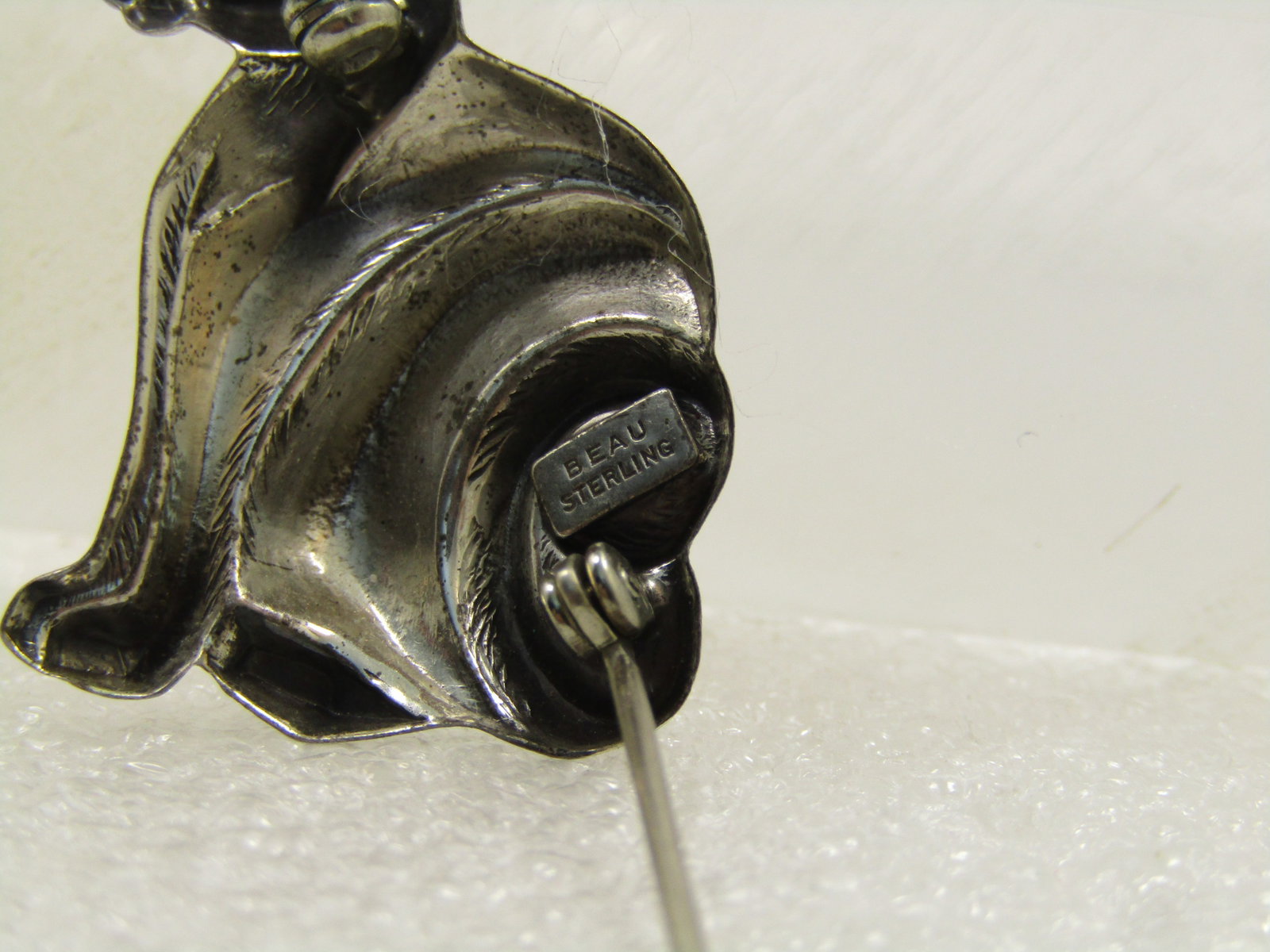 Vintage Sterling Sitting Cat Brooch, Signed Beau Sterling. 1960's-1980's - 6