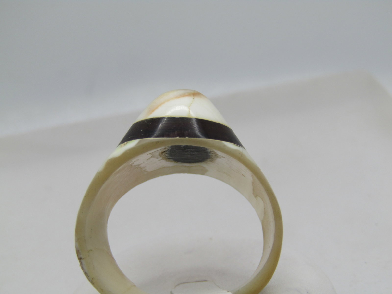 Vintage Carved Shell Ring, Sz. 10, Highly Domed, 1970's - 4