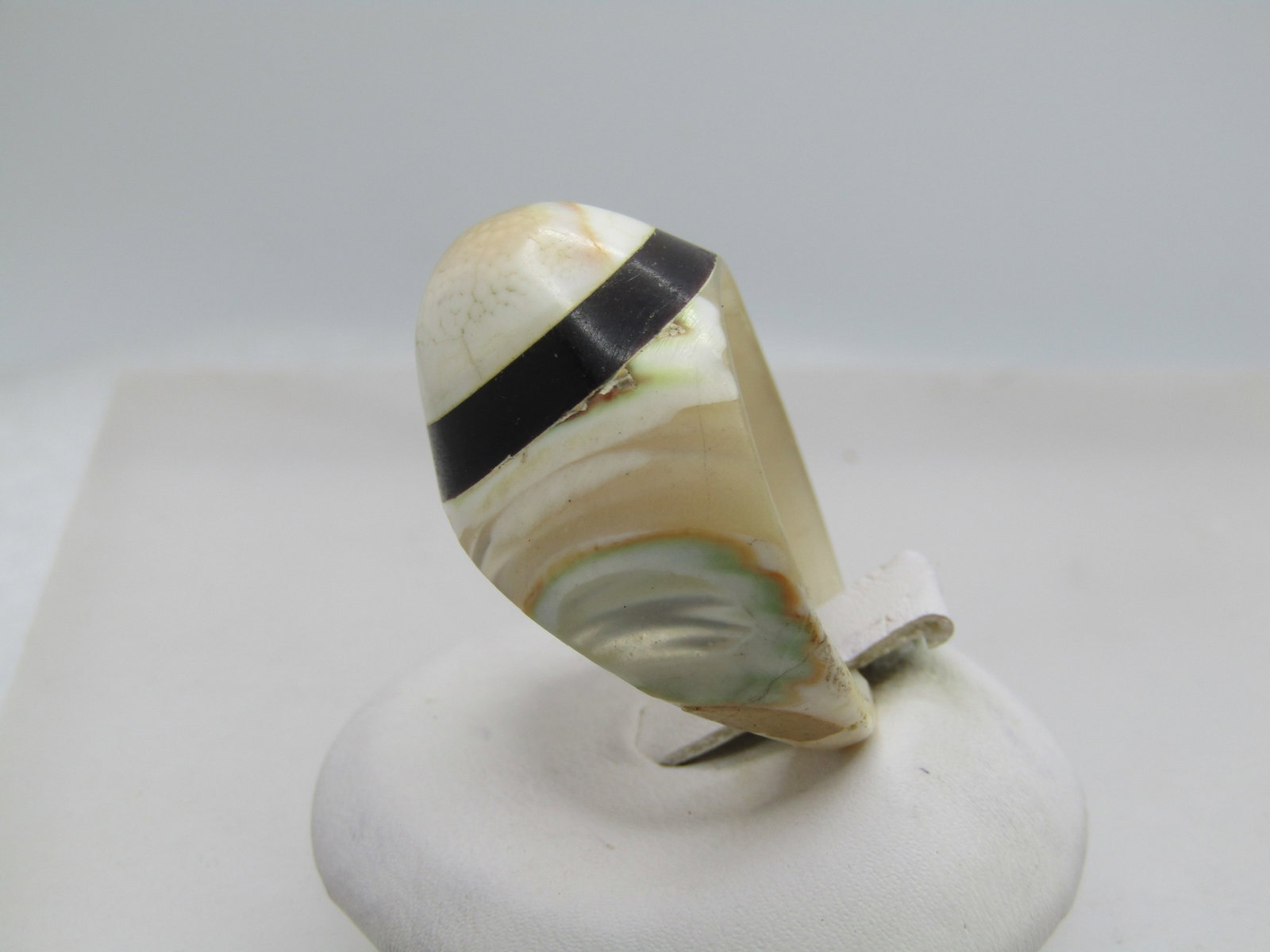 Vintage Carved Shell Ring, Sz. 10, Highly Domed, 1970's - 5