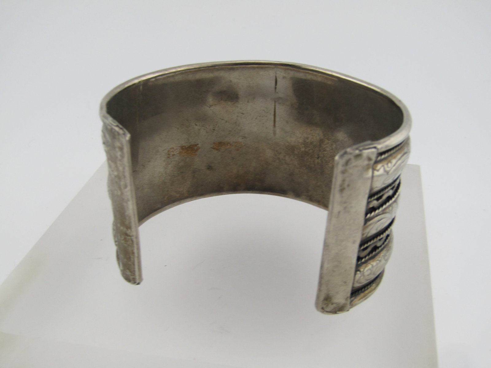 Silver Tone Wide Cuff Bracelet , 7.5", 1960's-1970's - 4