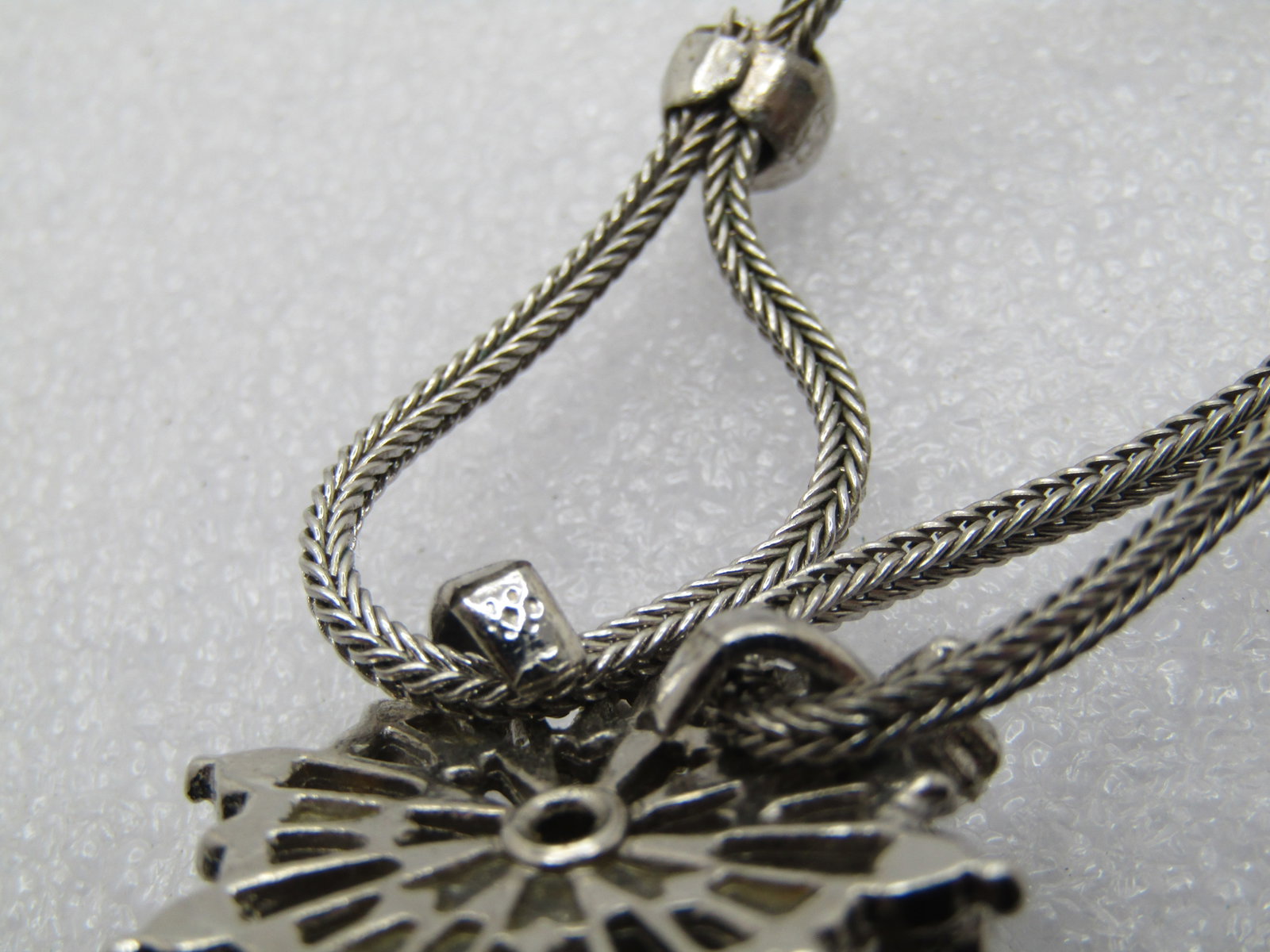 Vintage Rhinestone Lavalier Tassel Necklace, 14.5", Foxtail Link, 1960's - 6