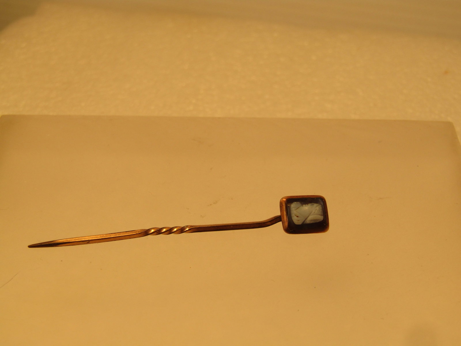 Antique 10kt Gold and GF Cameo Stick Pin, 1800's-1910's - 2
