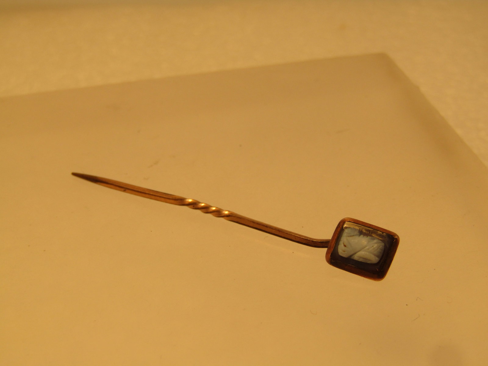 Antique 10kt Gold and GF Cameo Stick Pin, 1800's-1910's - 4