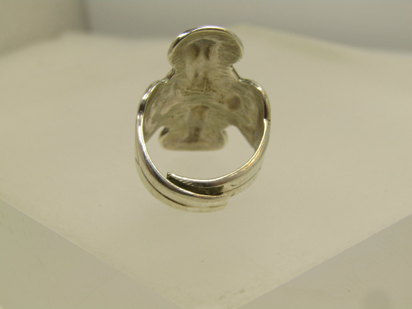 Vintage Sterling Inlaid Turquiose Chip Ring, Southwestern, Adjustable, Mexico, Signed , - 4