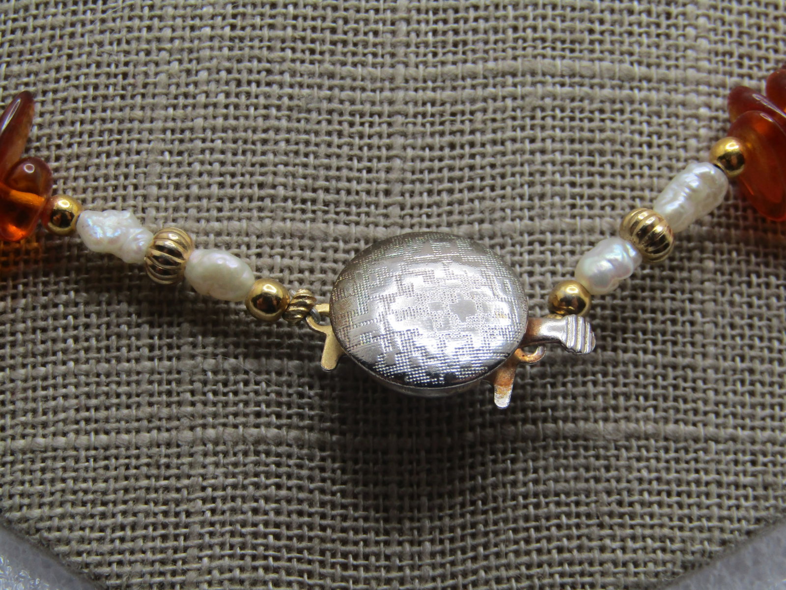 Vintage Baltic Amber Pearl Necklace, 20", Box Clasp, 1960's-1970's - 4