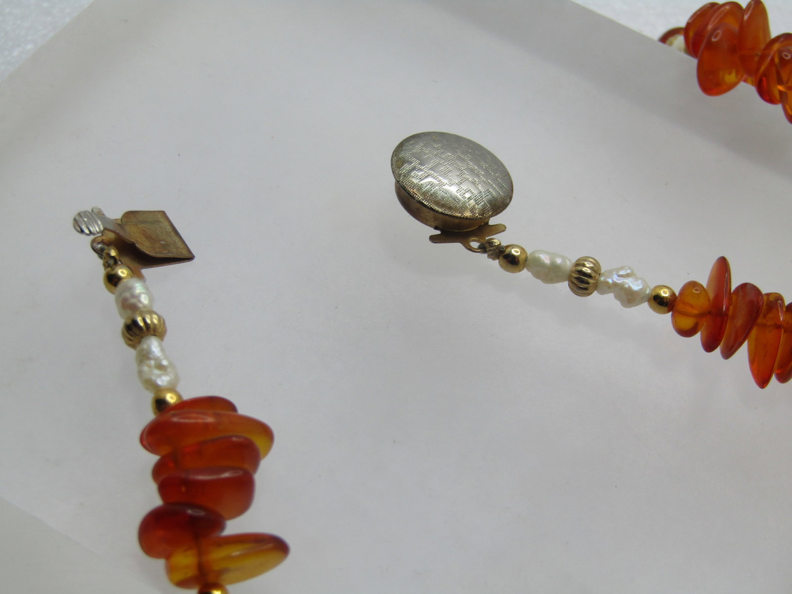 Vintage Baltic Amber Pearl Necklace, 20", Box Clasp, 1960's-1970's - 5