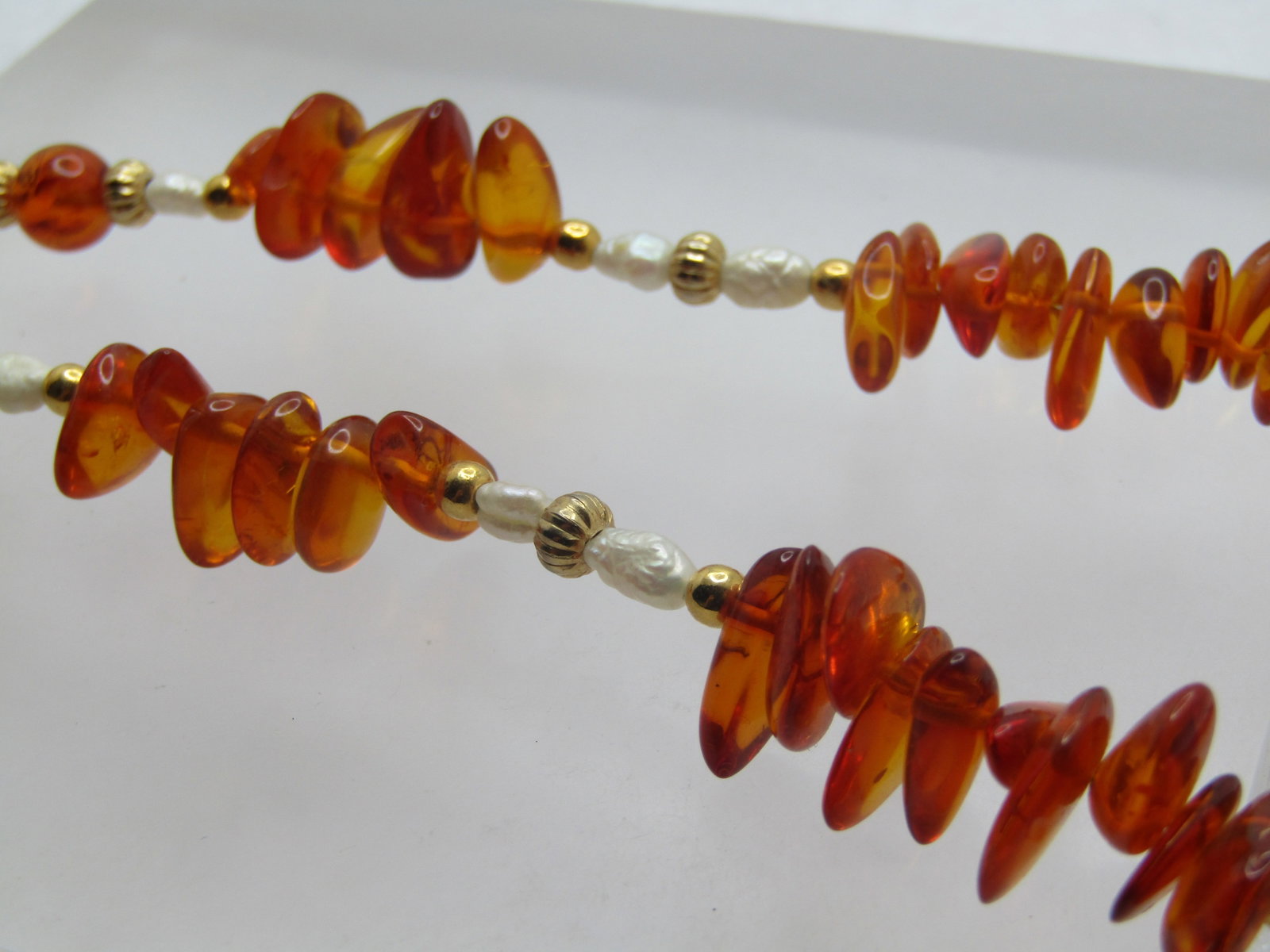 Vintage Baltic Amber Pearl Necklace, 20", Box Clasp, 1960's-1970's - 6