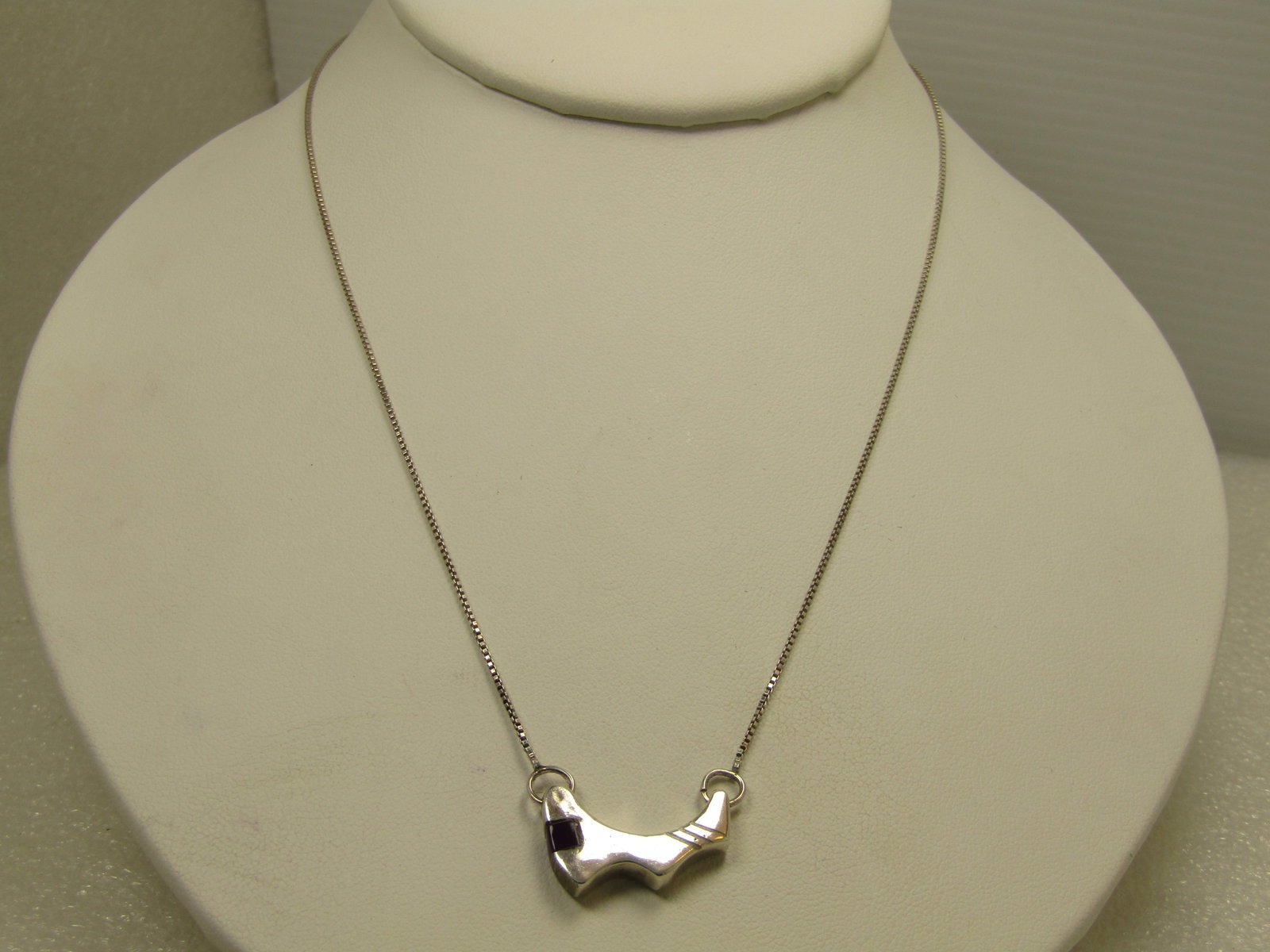 Vintage Sterling Mod Southwestern Necklace, Purple Stone, 16", 1990's - 3