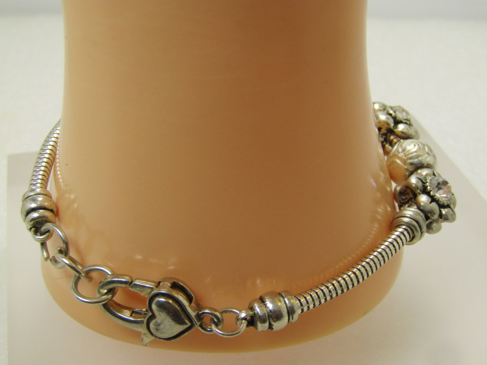 Vintage Brighton Floral and Rhinestone Bracelet, Slide Charms, 7.5", 1990's - 2