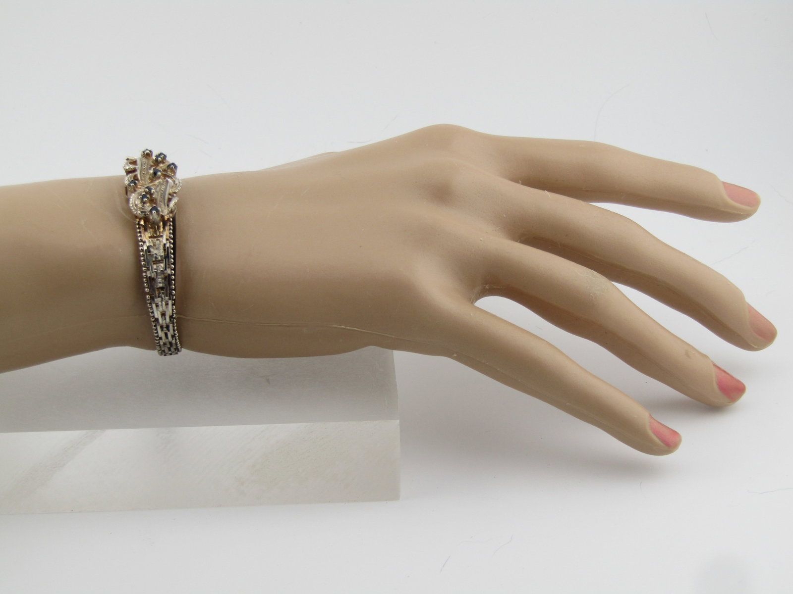 Vintage Sterling Woven Bracelet and Sapphires, 7.5, Signed IBB, 1980's-1990's - 6