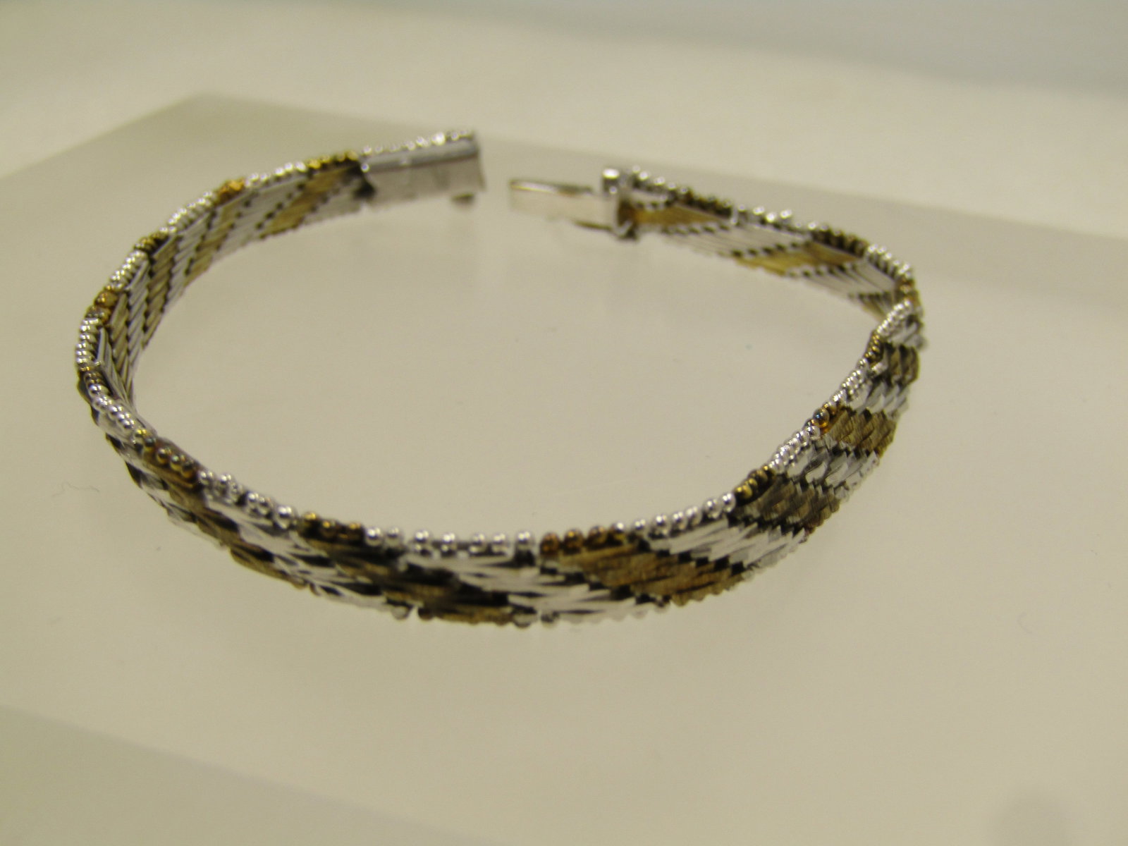 Vintage Silver Plated Two-tone Woven Bracelet,7", 1980's-1990's - 3