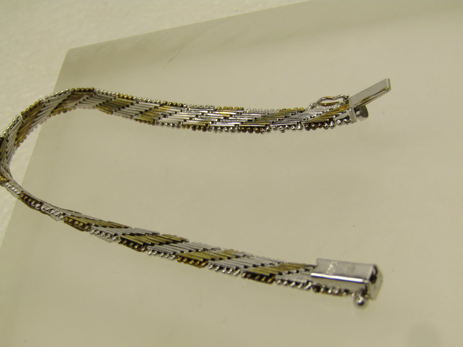 Vintage Silver Plated Two-tone Woven Bracelet,7", 1980's-1990's - 4